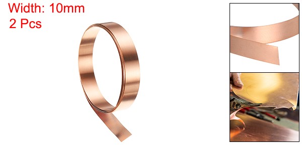 2pcs Copper Sheet Roll 0.1mm Thick Copper Flashing Strip (0.4″ Width x 3.28ft)