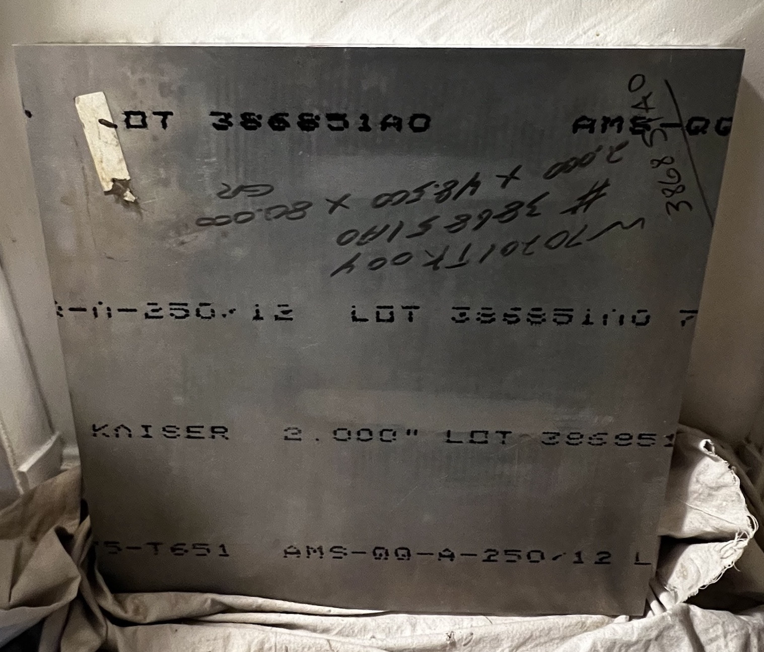 KAISER ALUMINUM 7075 T651 ALLOY Precision Blank 24” x 24” x 2” 116 Pounds