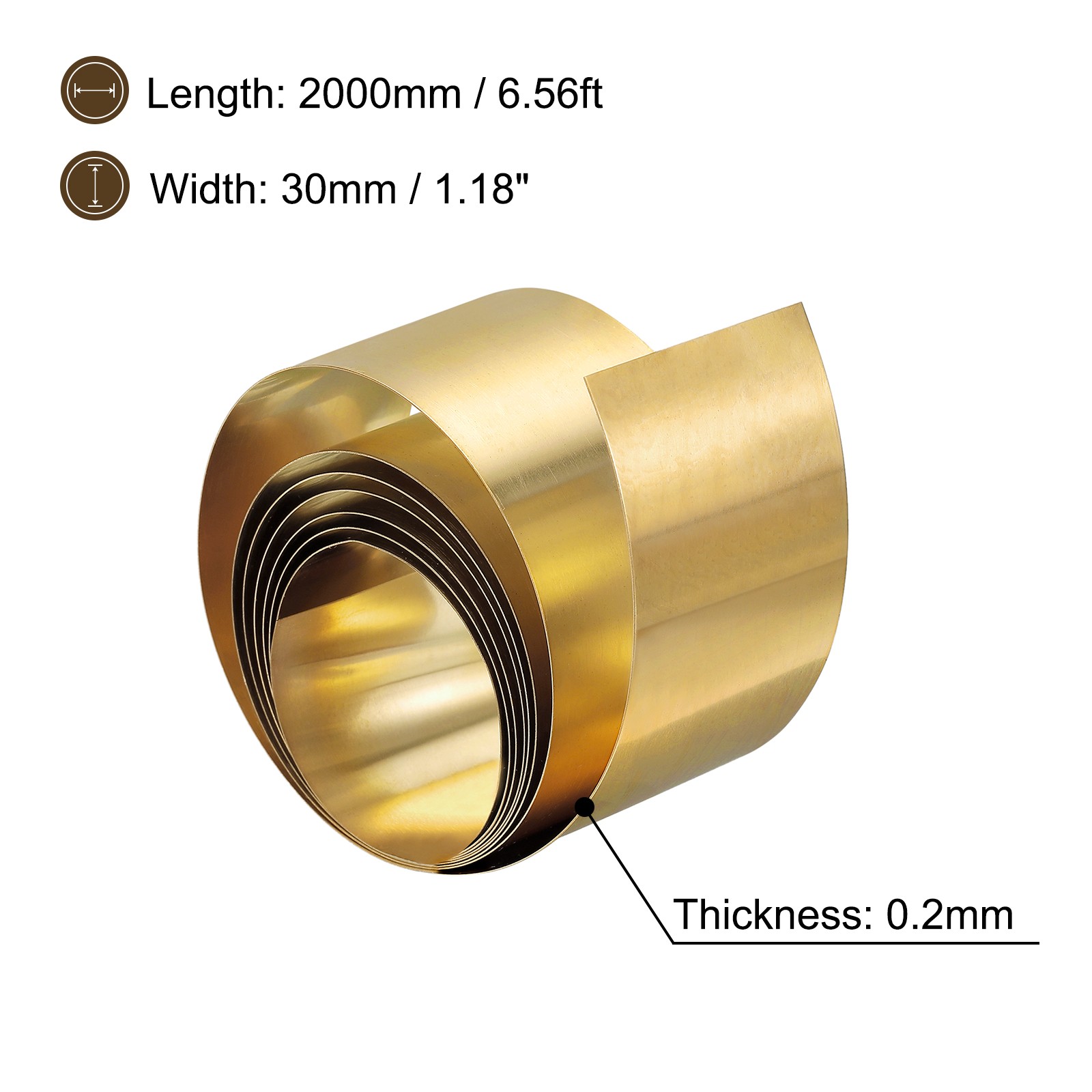 Brass Sheet Roll Metal Foil Plate 2000mm x 30mm x 0.2mm