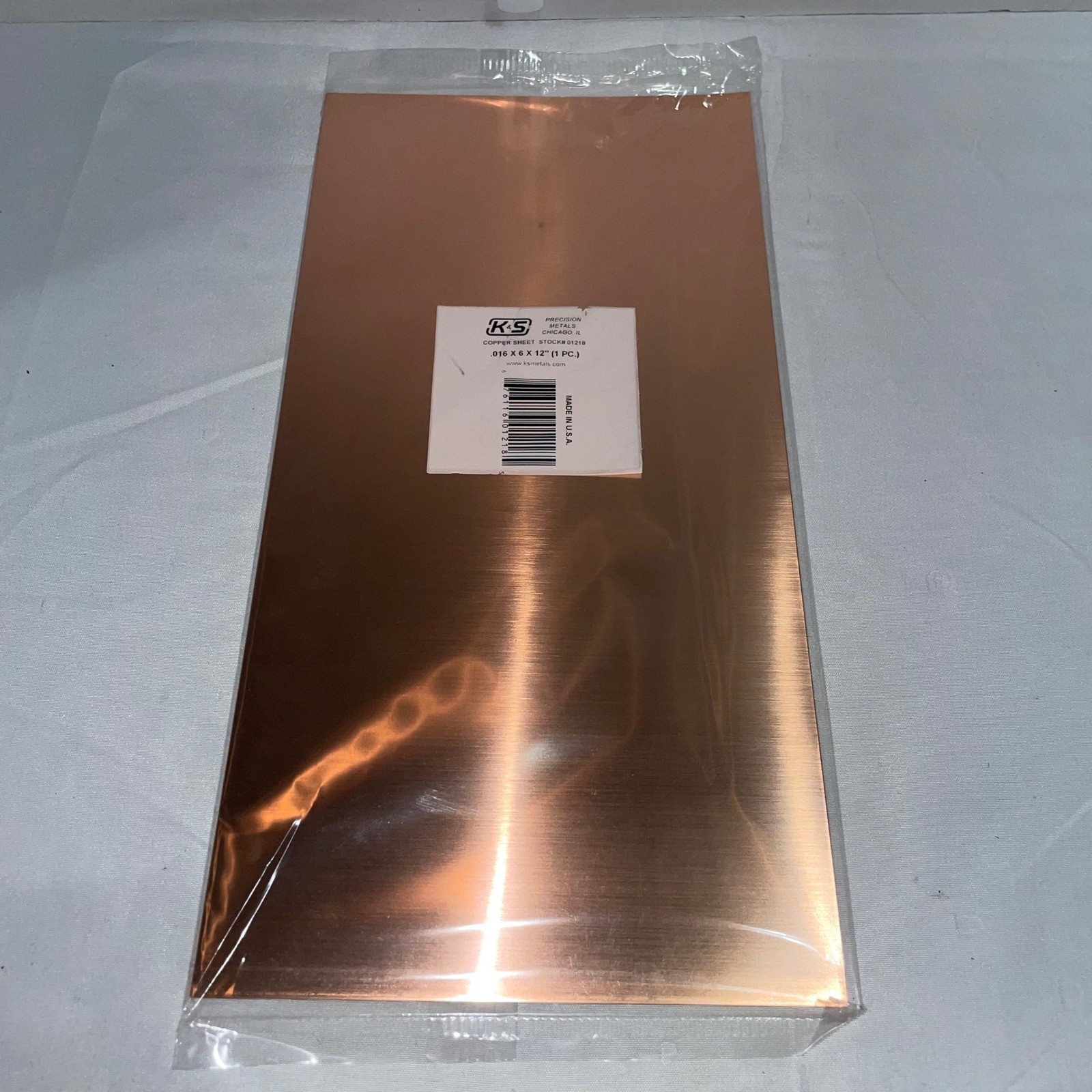 K&S Precision Metals 01218 Copper Sheet .016 x 6 x 12 Inch 1 Piece Made in USA