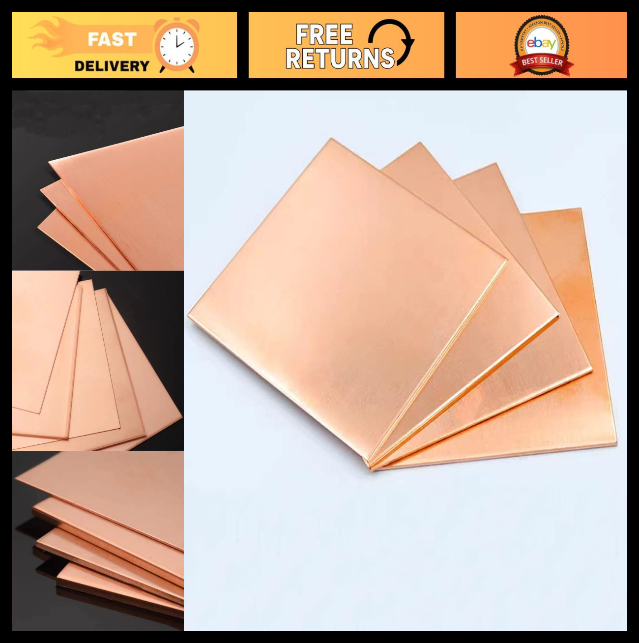 4 Pcs 99.9% Pure Copper Sheets 6″ x 6″, 28 Gauge, Double-Sided for Crafting & Re