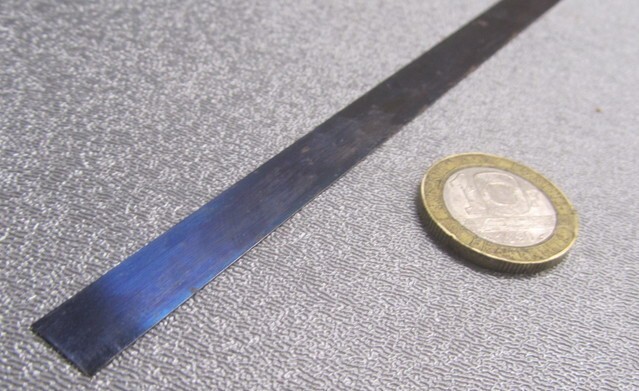 1095 Hard Blue Tempered Spring Steel Shim .005″ Thick x .375″ Wide x 1200″ Long