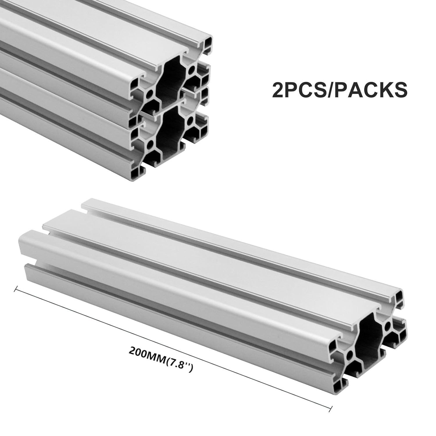 Professional-Grade 2-Pack 200mm 4080 T-Slot Extrusions – Anodized Aluminum