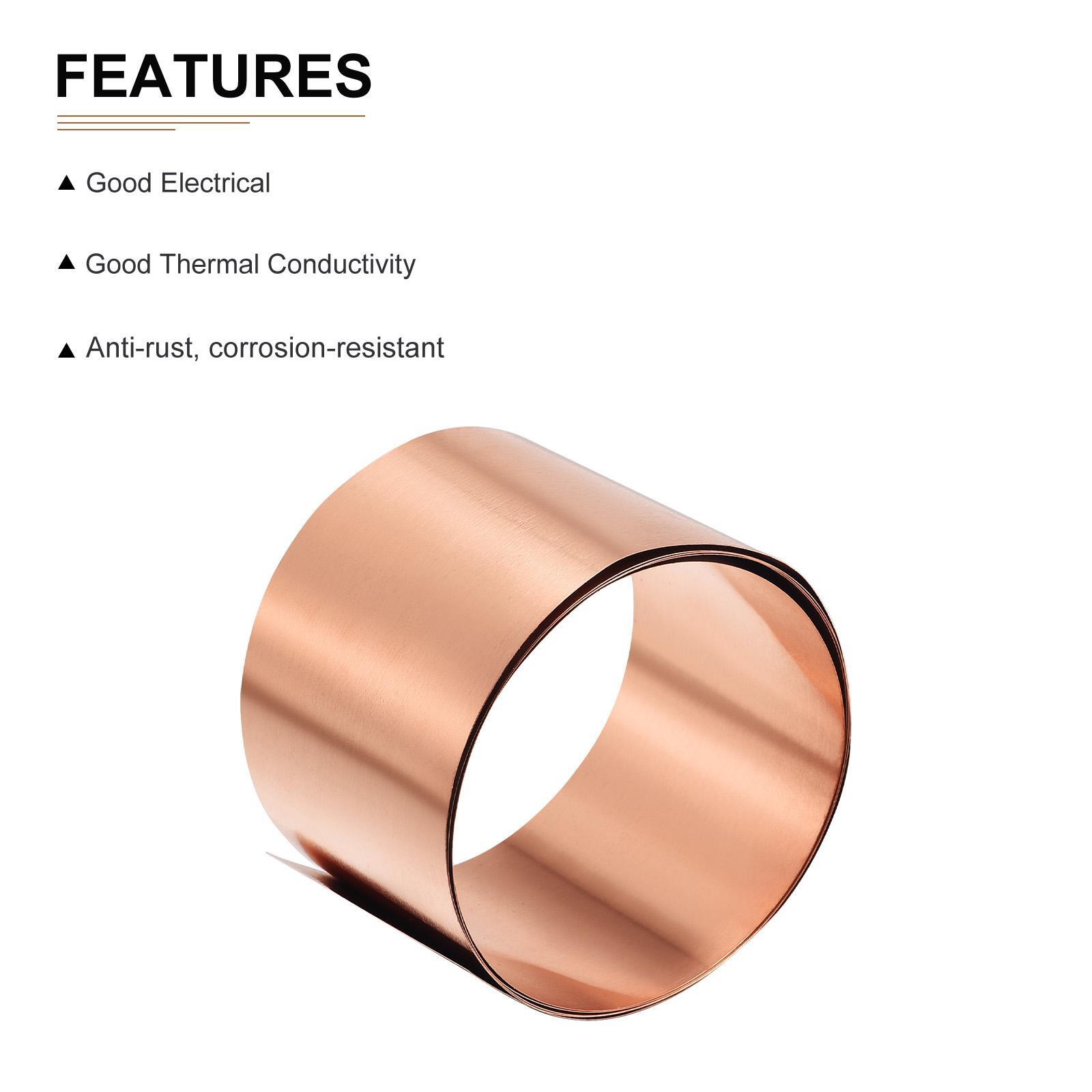2Pack 1000x50x0.1mm(LxWxT) Pure Copper Sheets Metal Copper Plates