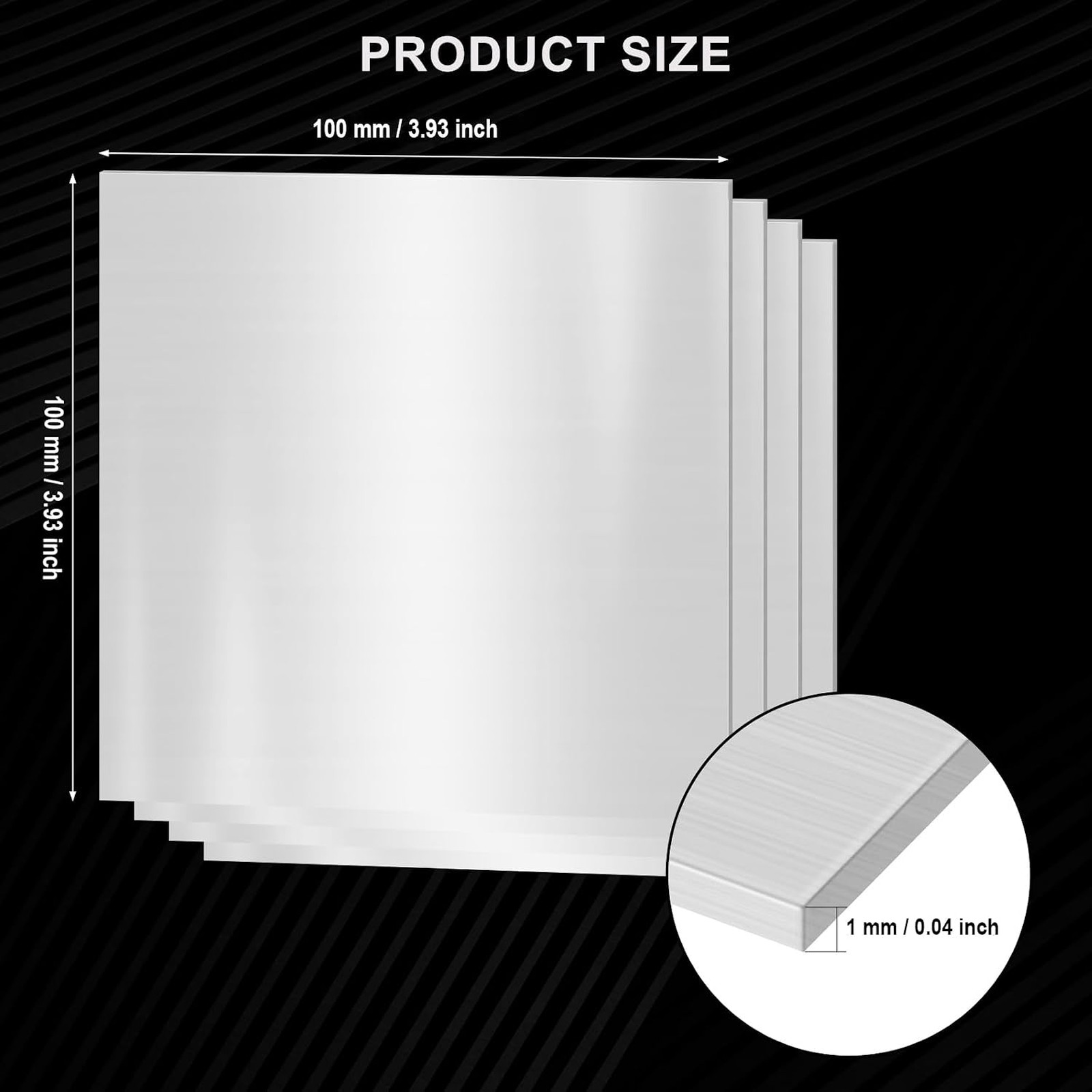 4PCS Stainless Steel Sheets 304 4×4 Inch 1mm Thick Kitchen Craft Metal Plates