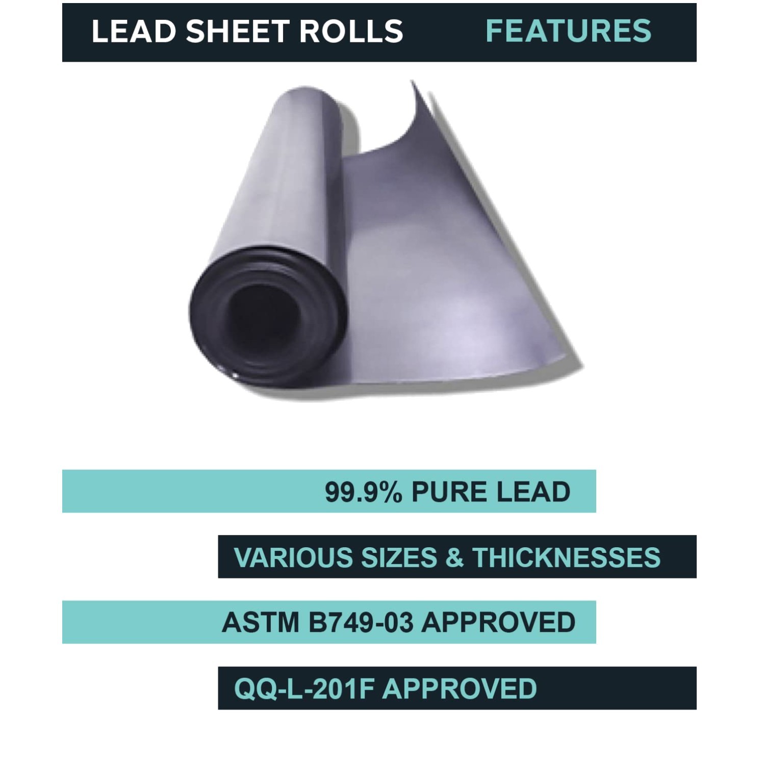 Pure Lead Sheet Rolls 1/16″ x 12″ x 12″