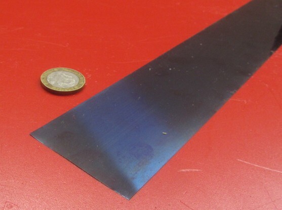 1095 Hard Blue Tempered Spring Steel Shim .010″ Thick x 2.00″ Wide x 120″ Long