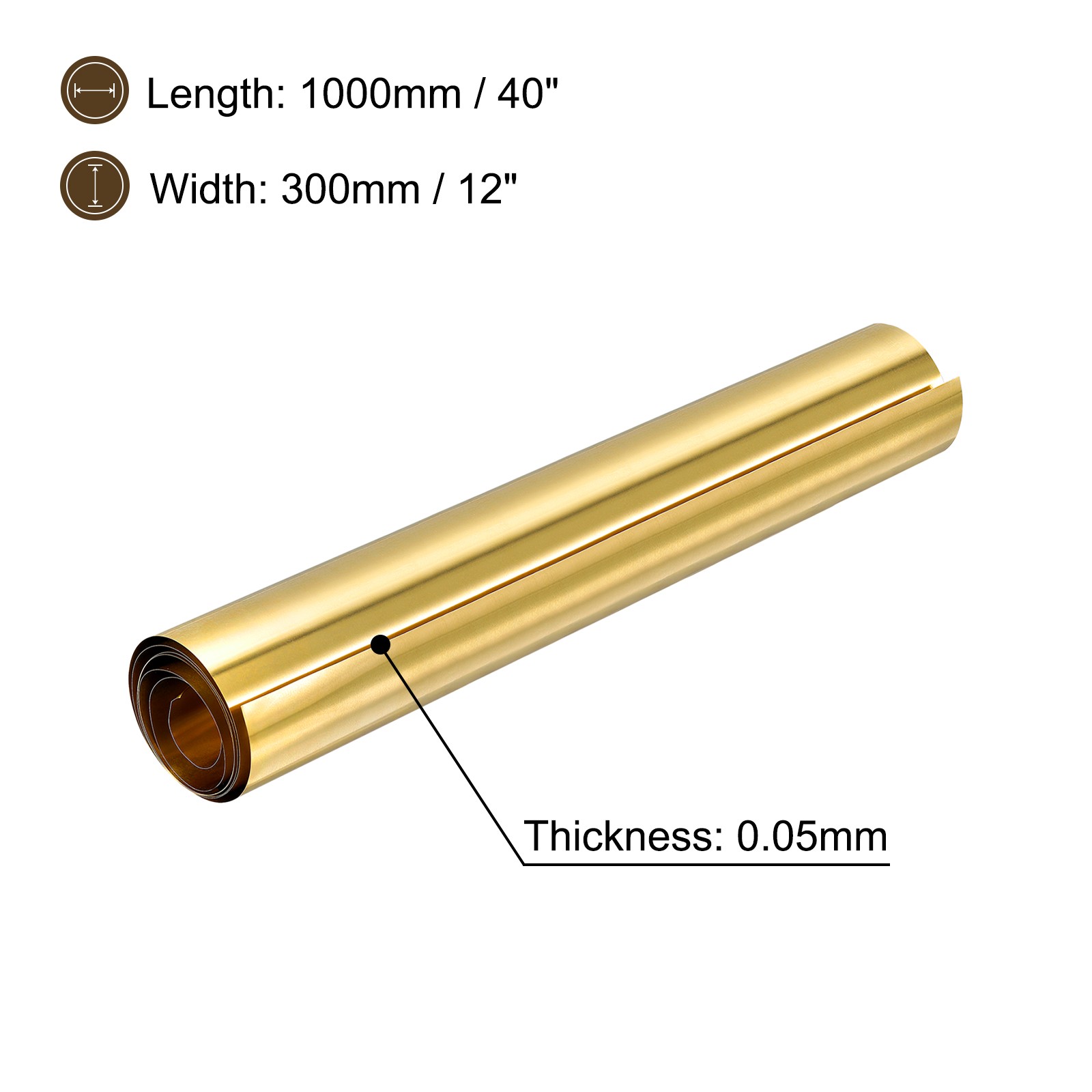 Brass Sheet Roll Metal Foil Plate 40″ L x 12″ W x 0.002″ T for DIY