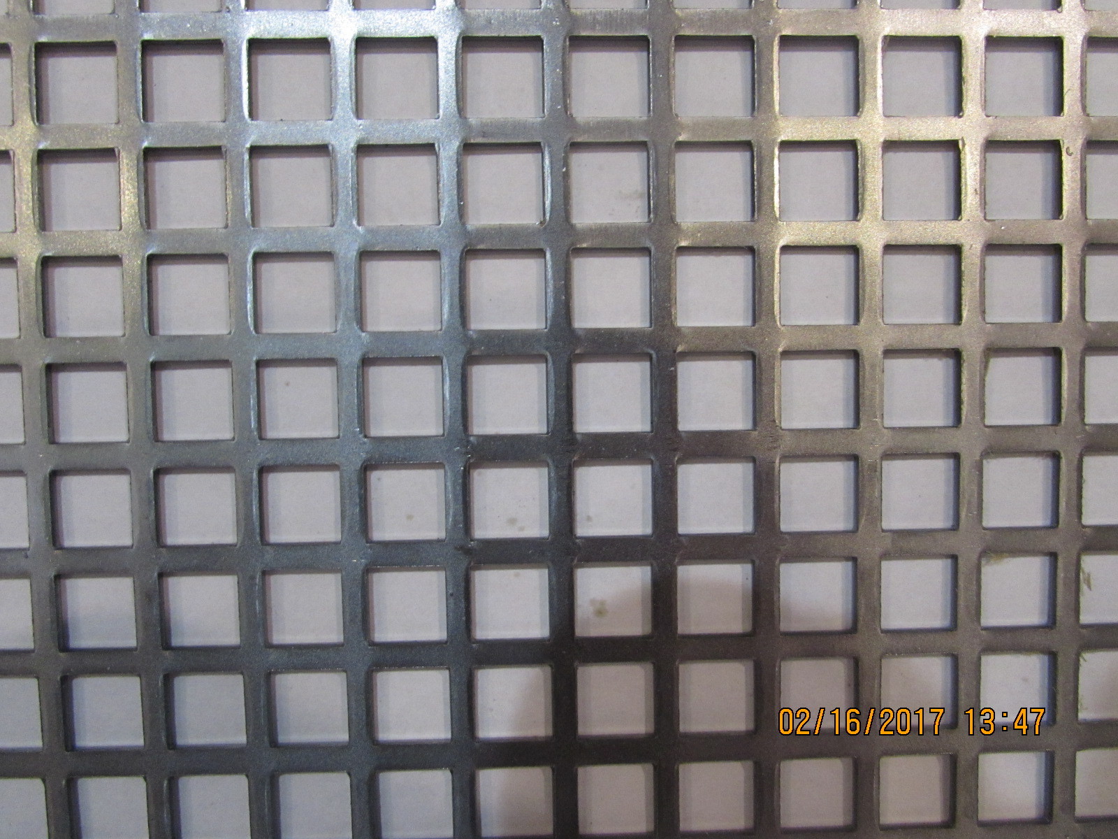 3/8″ SQUARE HOLE PERFORATED CARBON STEEL METAL 16 GA.- —-12″ X 24″