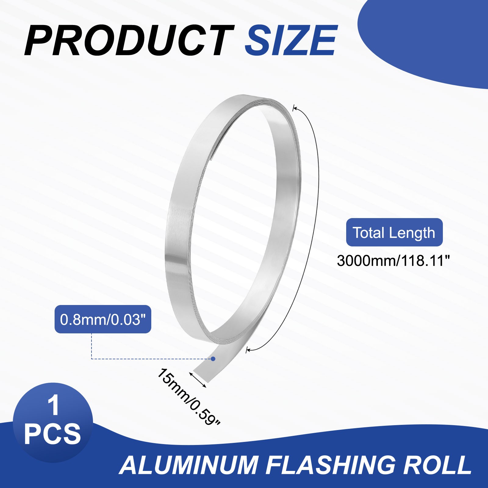 Aluminum Flashing Roll 3000mm x 15mm x 0.8mm 1060 Aluminum Metal Roll