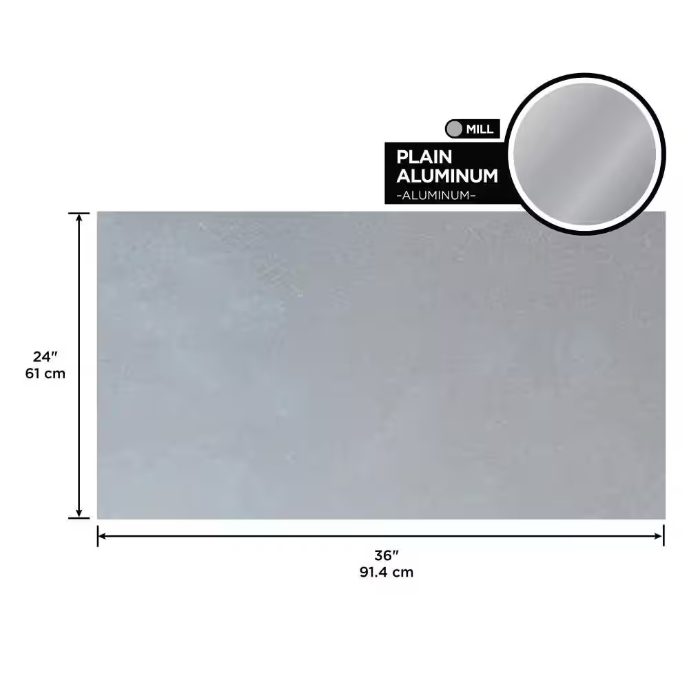 24 in. x 36 in. Plain Aluminum Sheet in Silver