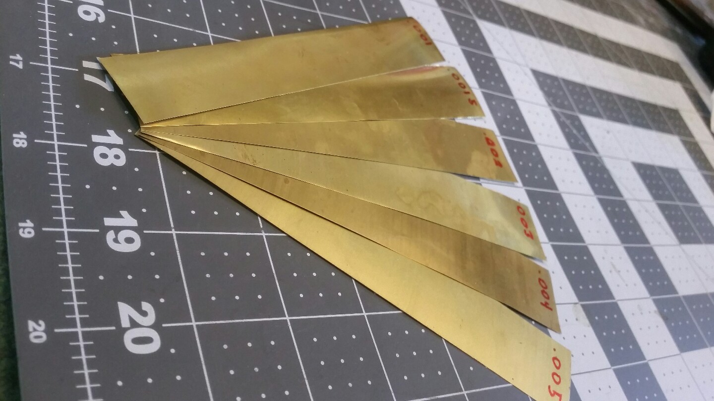 Brass Shim Stock Assortment 0.001 0.0015 0.002 0.003 0.004 0.005 1″x6″ LOT OF 6