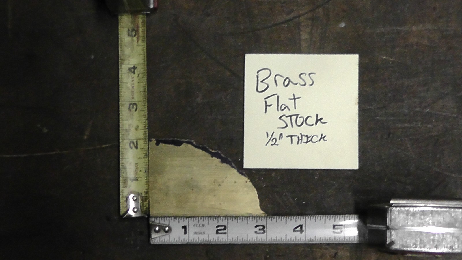 Brass flat stock .5 inch thick half inch thick, Roughly 2′ x 2.75″