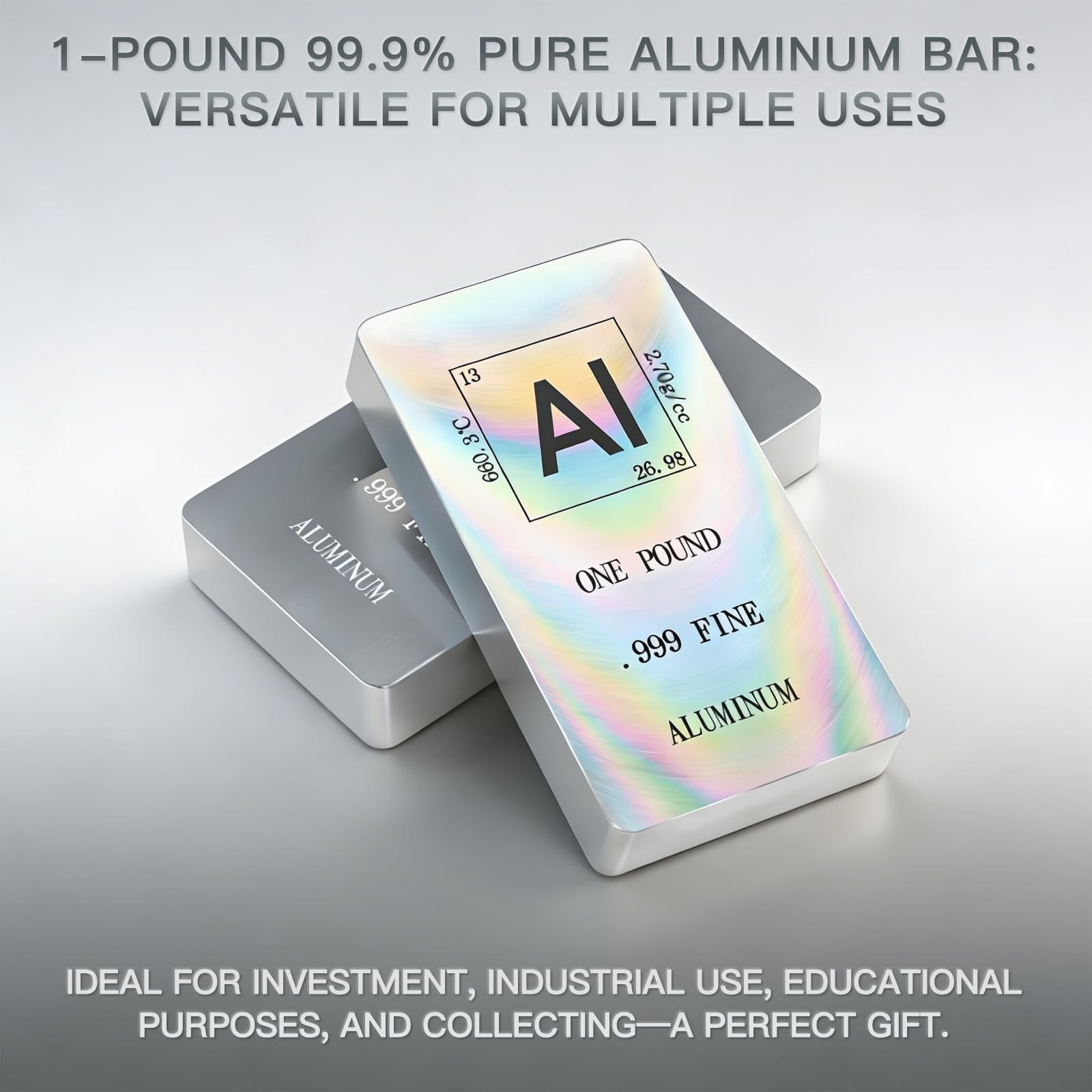 1 lb .999 Fine Aluminum Ingot Bullion Bar – Pure Metal for Collecting & Display