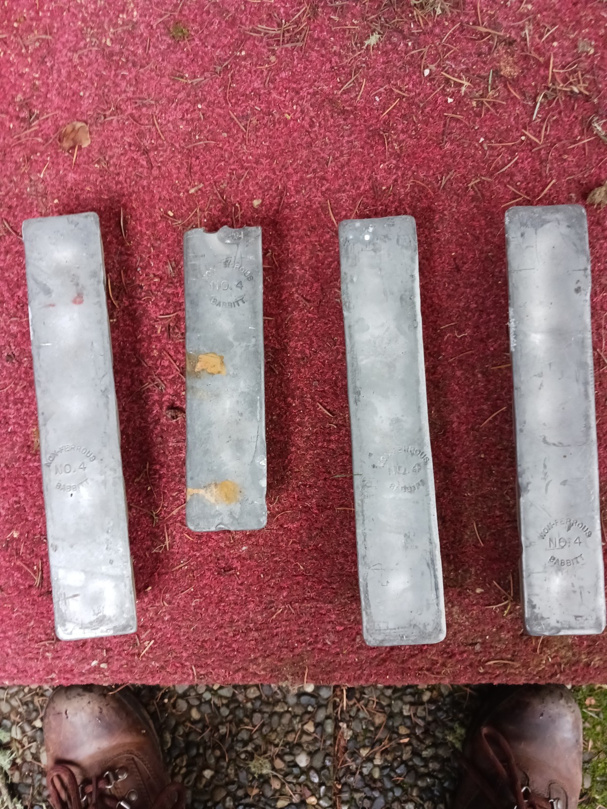 Babbit #4 Non-Ferrous Alloy Ingots Lot of 3.5. Unknown composition. Lead? ~29 lb