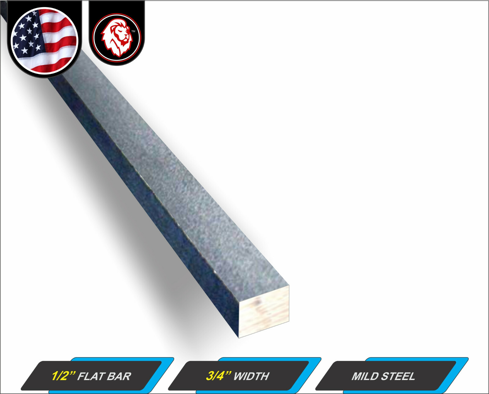 1/2″ x 3/4″ Steel Flat Bar – Metal Stock – Mild Steel – 12″ Long (1-ft)