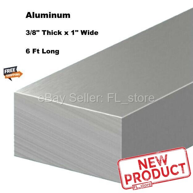 Aluminum Flat Bar Stock 3/8″ x 1″ Wide x 6 Feet Long Unpolished Finish Alloy NEW