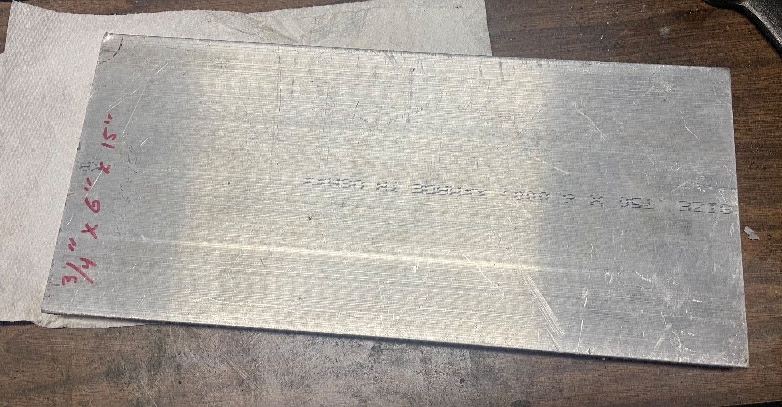 3/4”x6”x15” ALUMINUM FLAT BAR Solid Stock. Extruded. Made in USA
