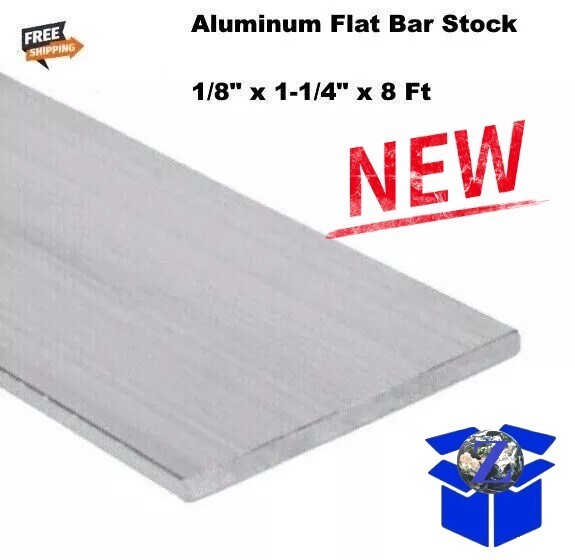 1/8″ Thick Aluminum Flat Bar Stock 1-1/4″ x 8 Ft Mill Finish 6063 96″ Length