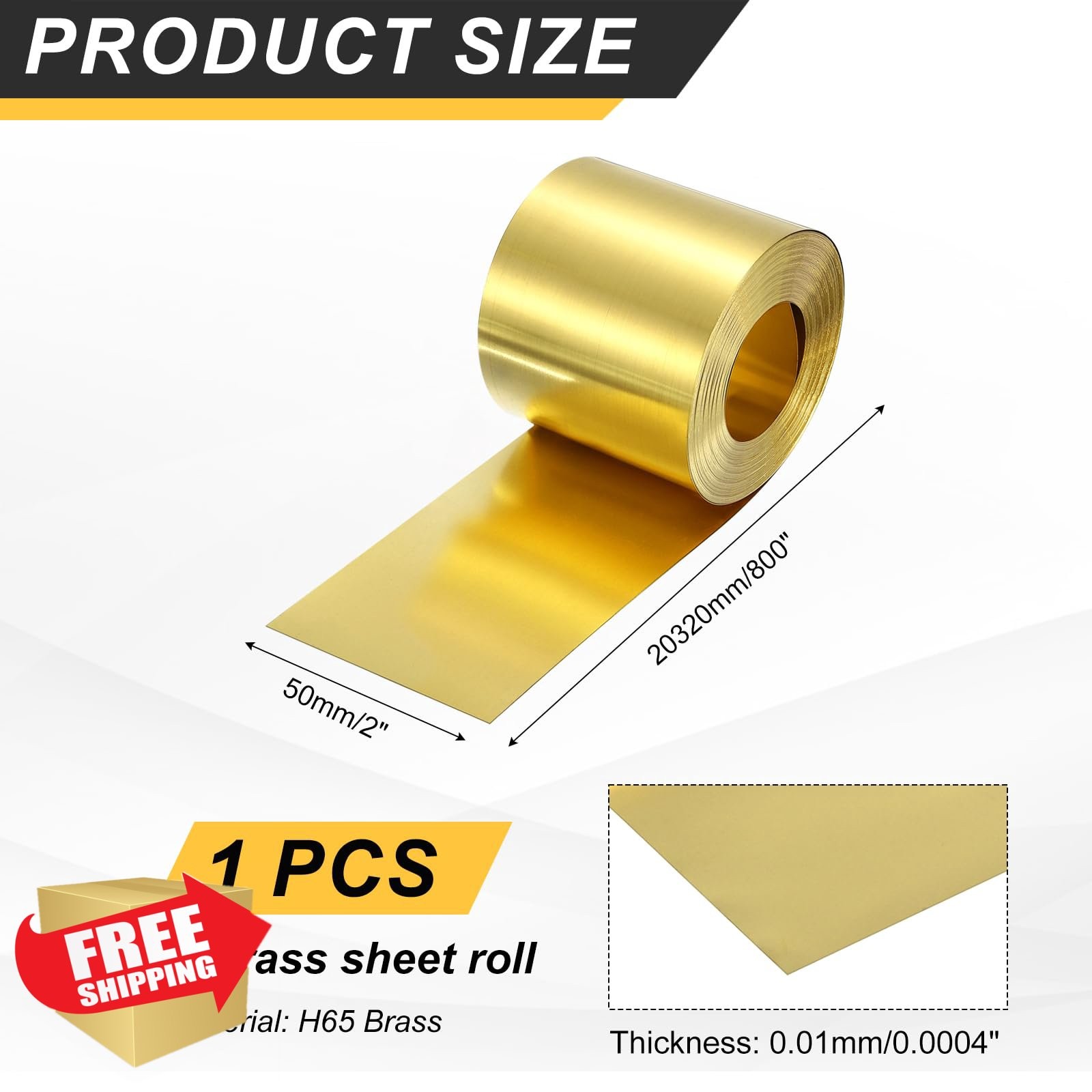 uxcell 800″x2″x0.0004″ Brass Foil Roll