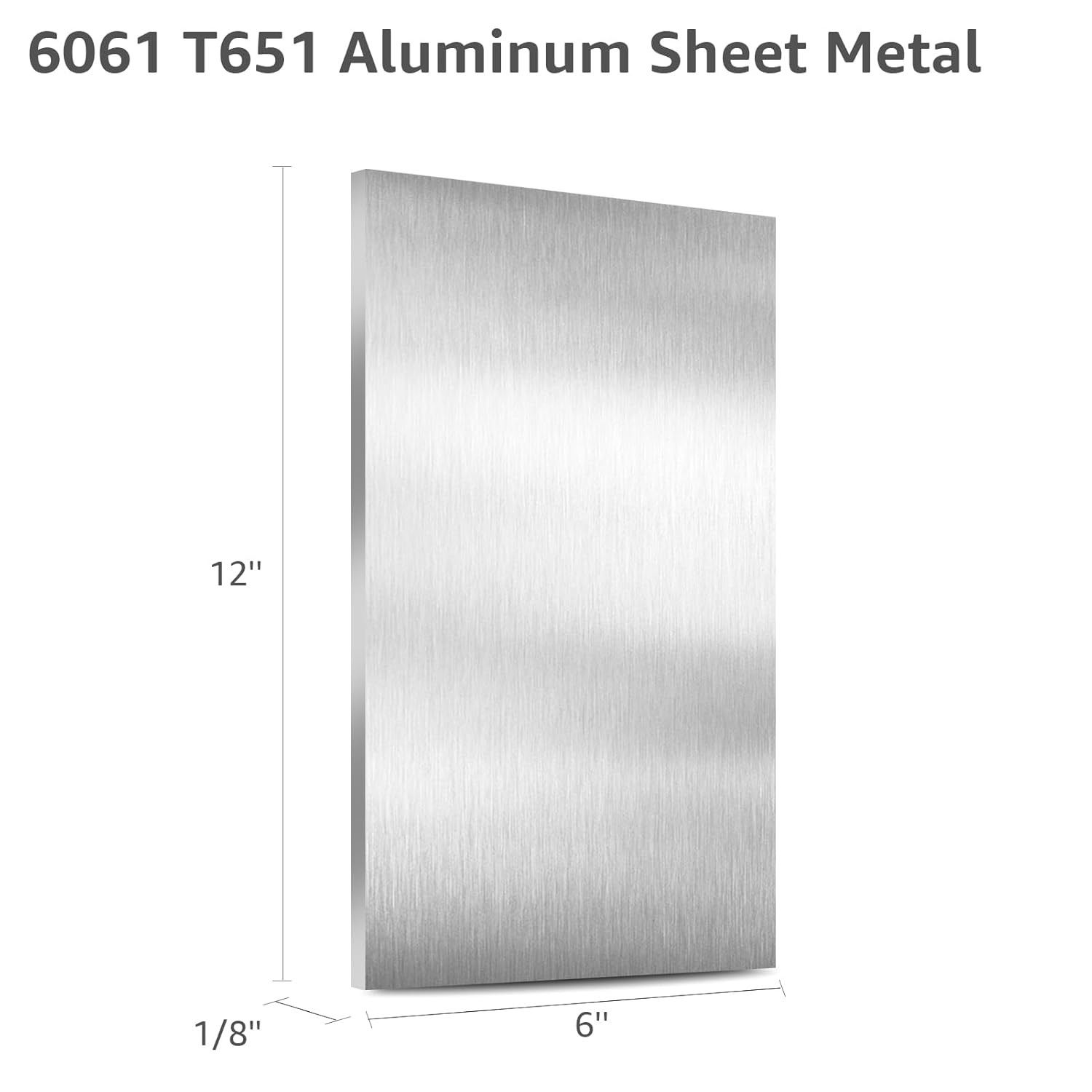 6061 T651 Aluminum Sheet Metal 6″ X 12″ X 1/8″ (0.125″) Rectangle Metal Plate Co