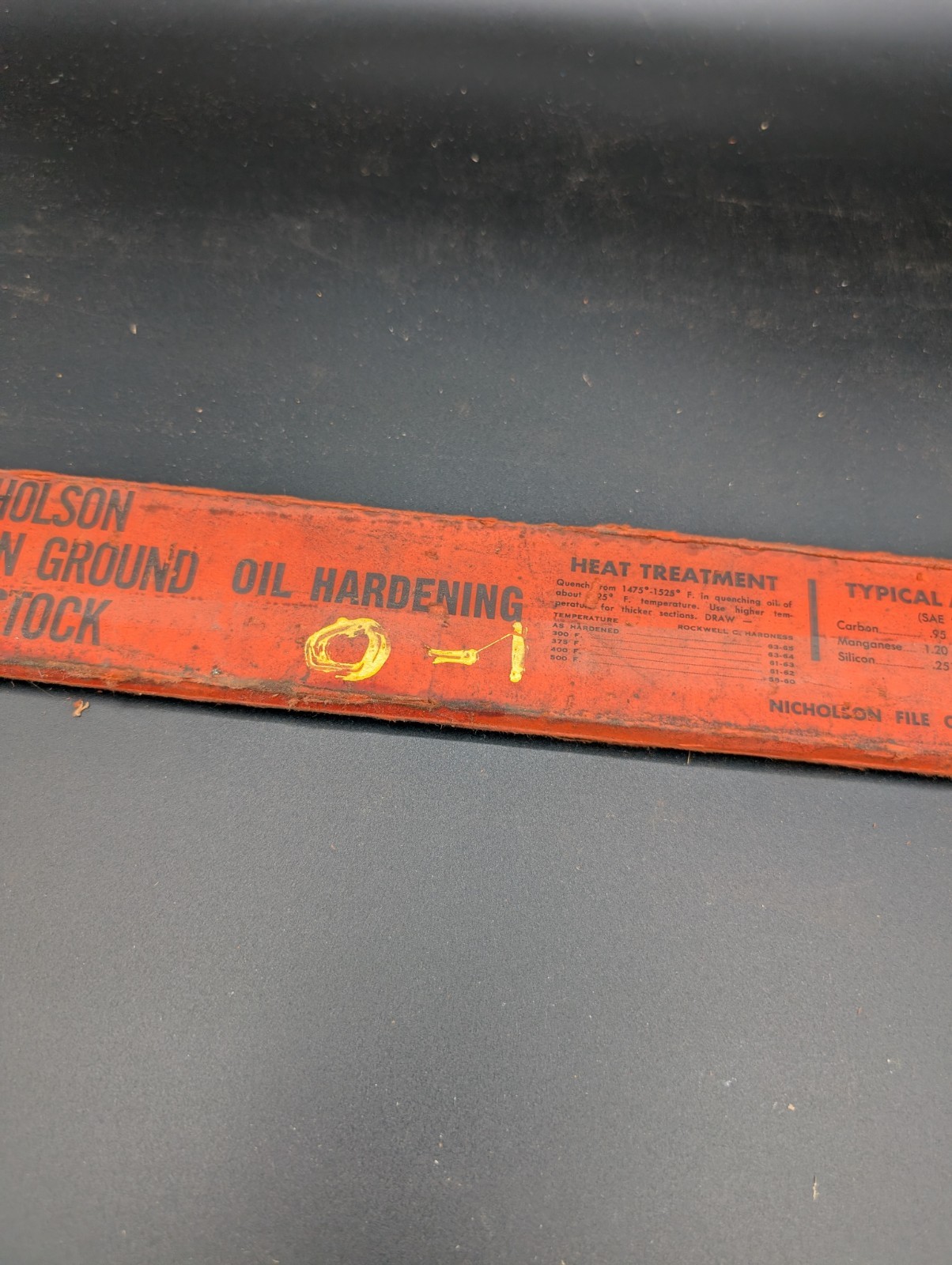 NOS Nicholson Oil Hardening Precision Ground Flat Stock 5/16″ X 2″ X 18″ Type O1