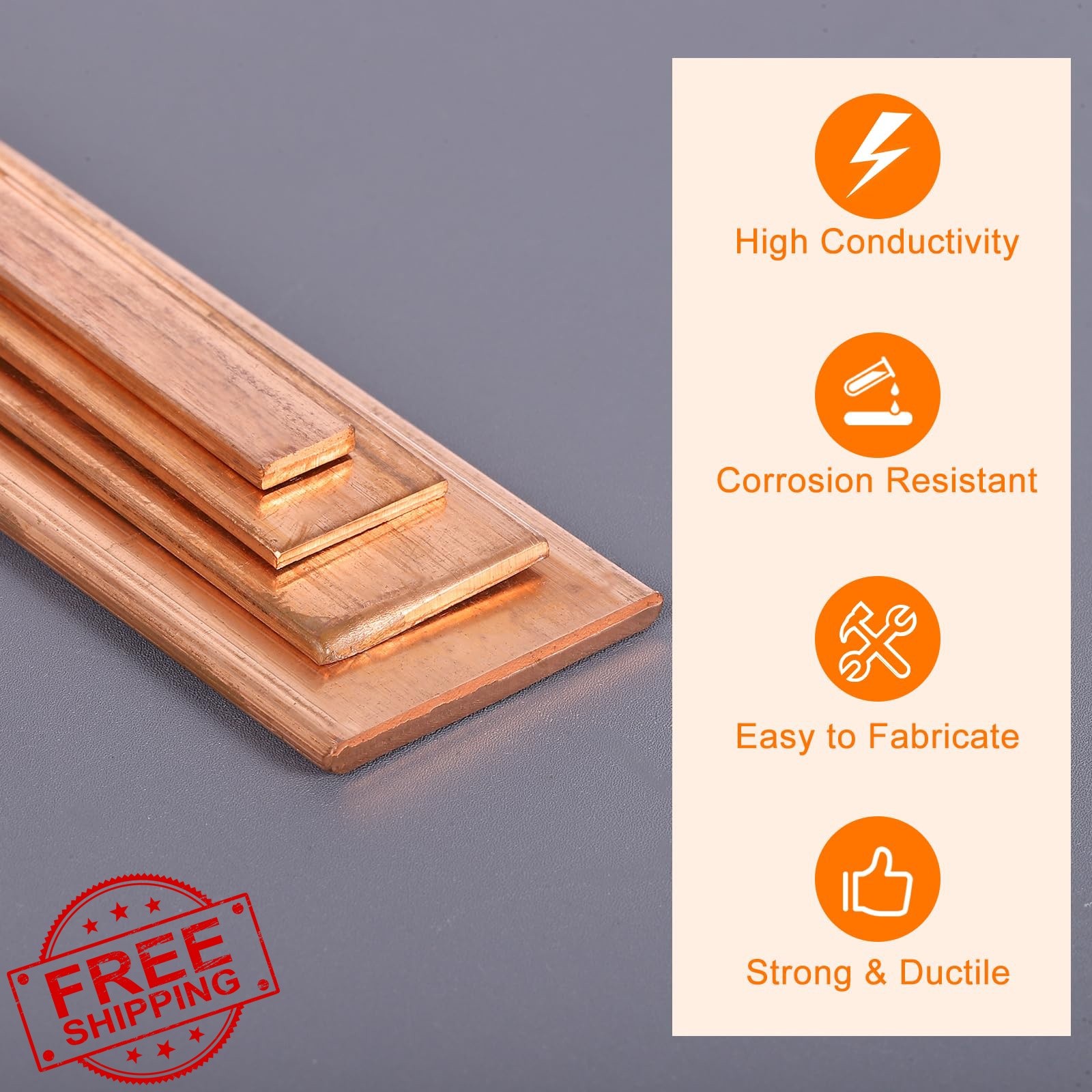 uxcell 1/16″x0.8″x9″ Copper Flat Bar Bus Stock