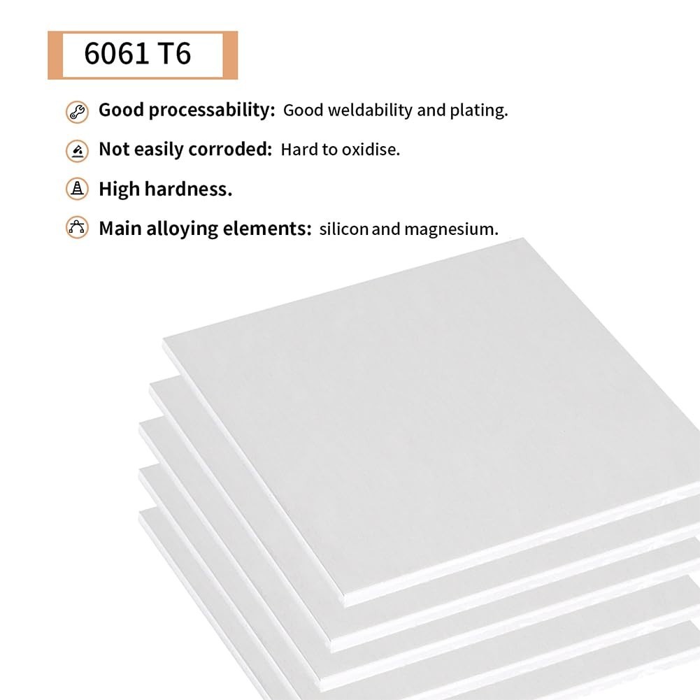 High Quality 6061 Aluminum Sheet 3/16″x12″x12″ 2pcs Weldable Corrosion-Resistant