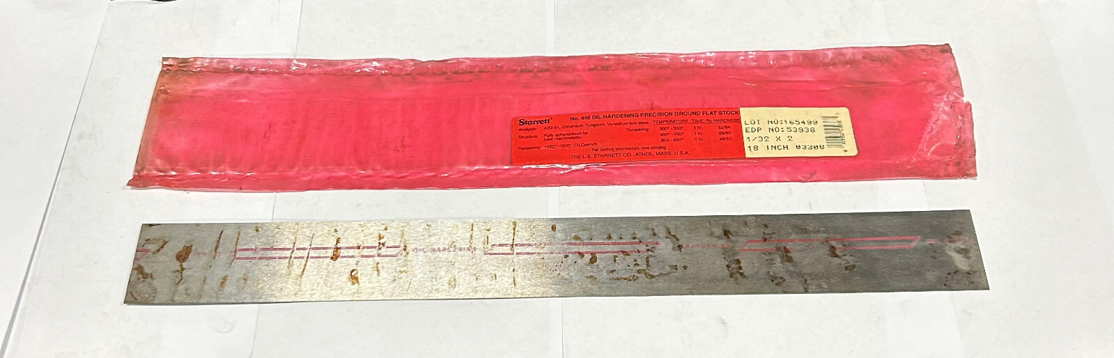 1/32 X 2 X 18″ O-1 Flat Ground Stock Regular Tolerance Starrett Brand