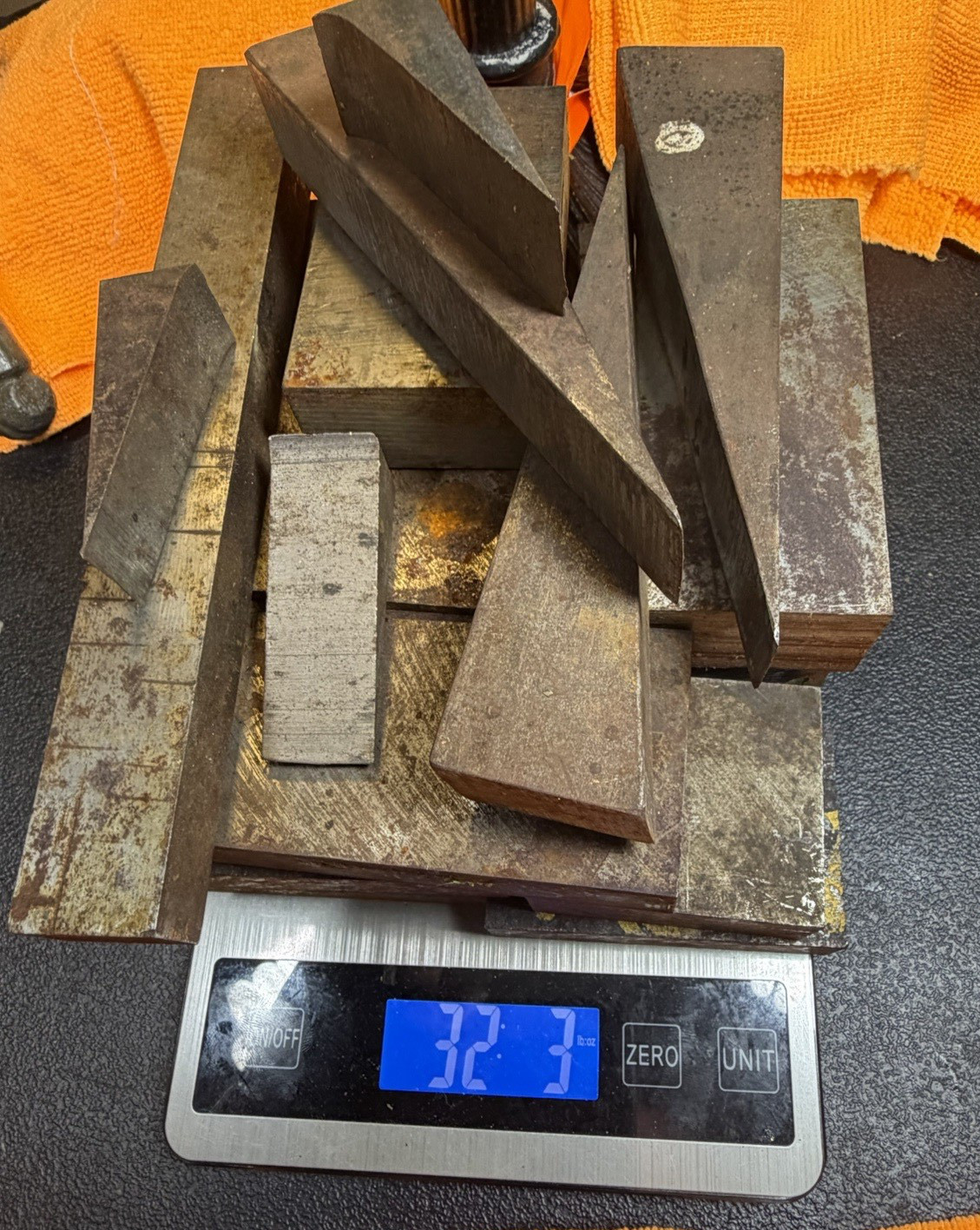 32 lb Tool Steel Scrap Lot – O1 Crucible Ketos A2 4140 4130 Knife Making Drops