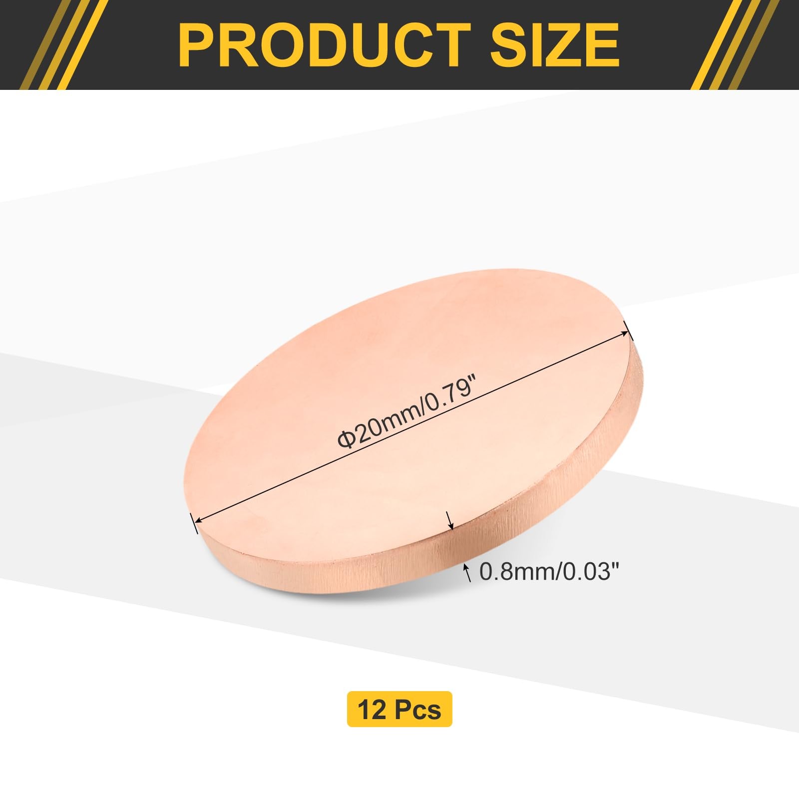 uxcell 12 Pcs Copper Round Plate 0.8mm x 20mm