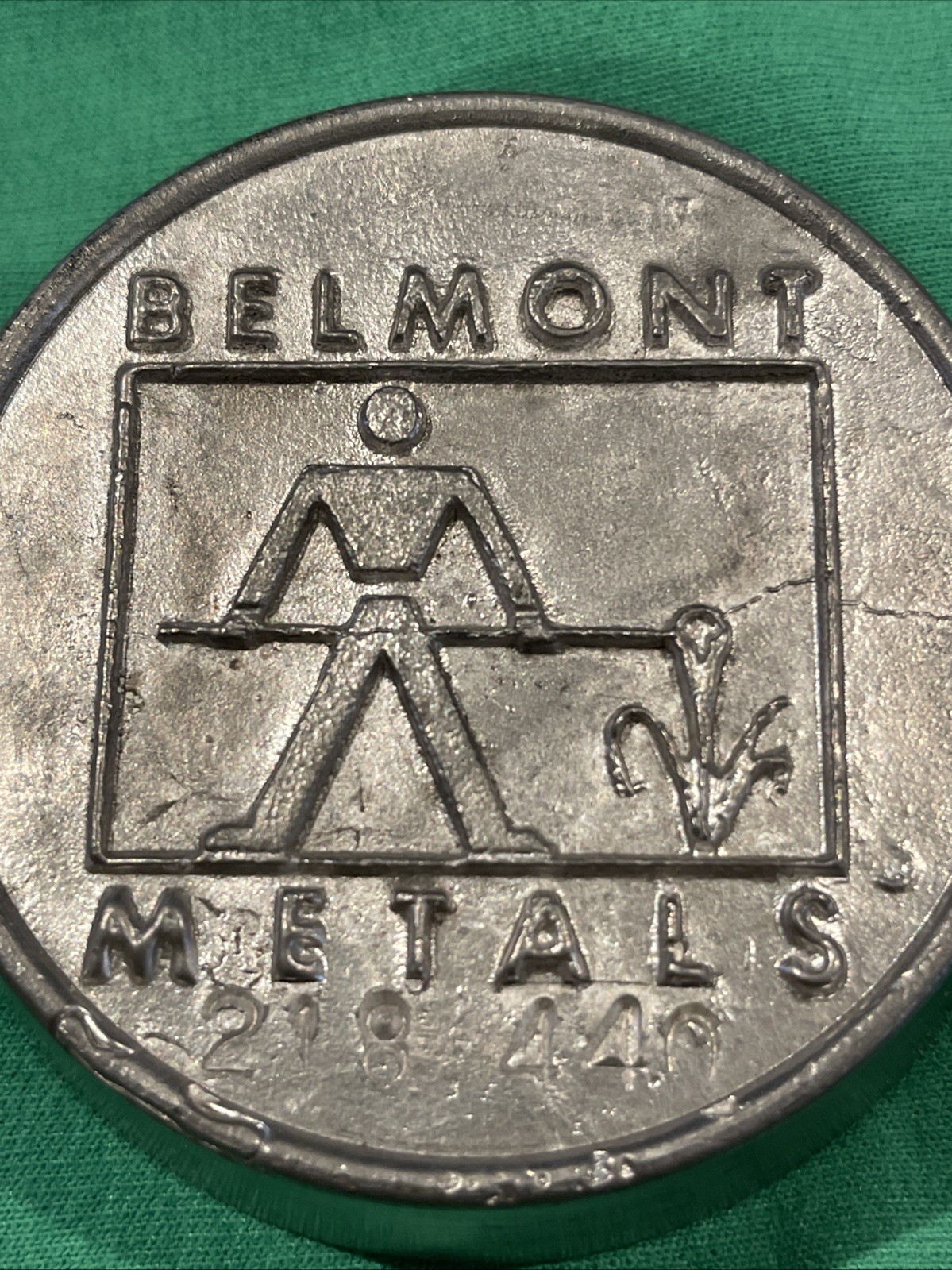 Belmont Metals Low Melting Alloy 2481 Round Cake Ingot Vintage Dentist 2.65 lbs