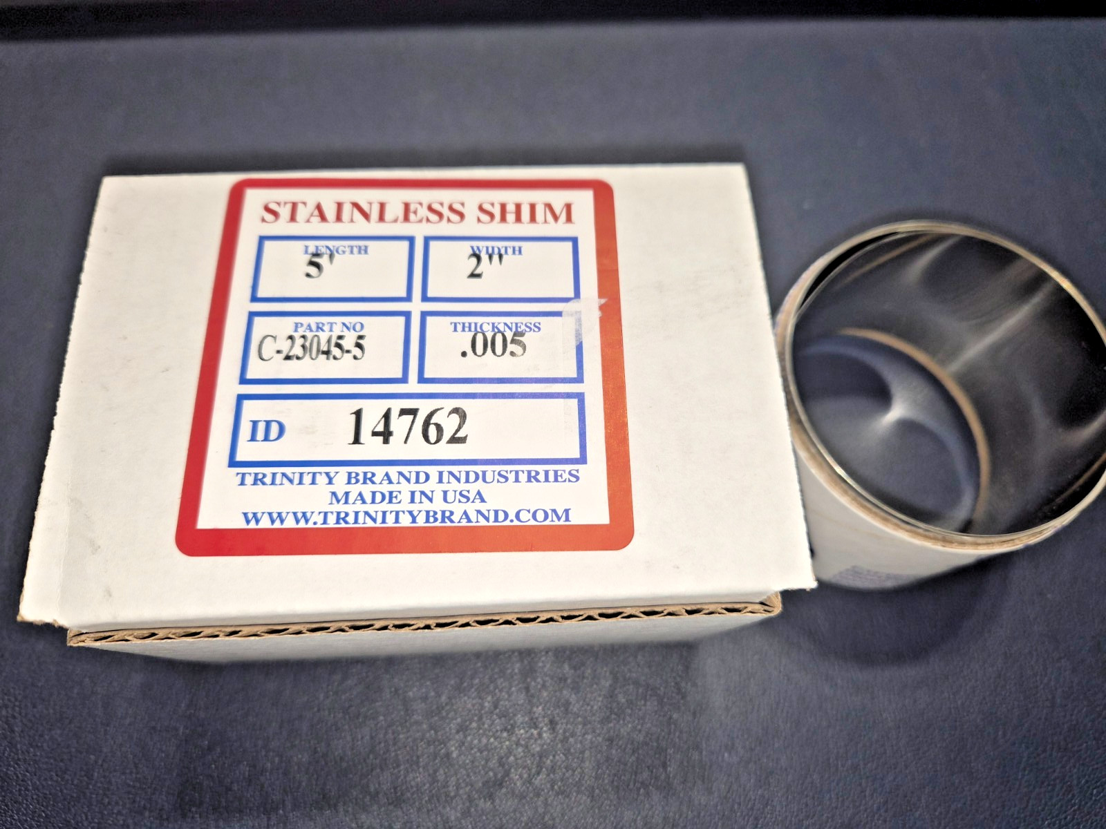 304 Stainless Steel Sheet Shim, .005″ (+/-.00025″) x2″ Width x 5 Foot Length