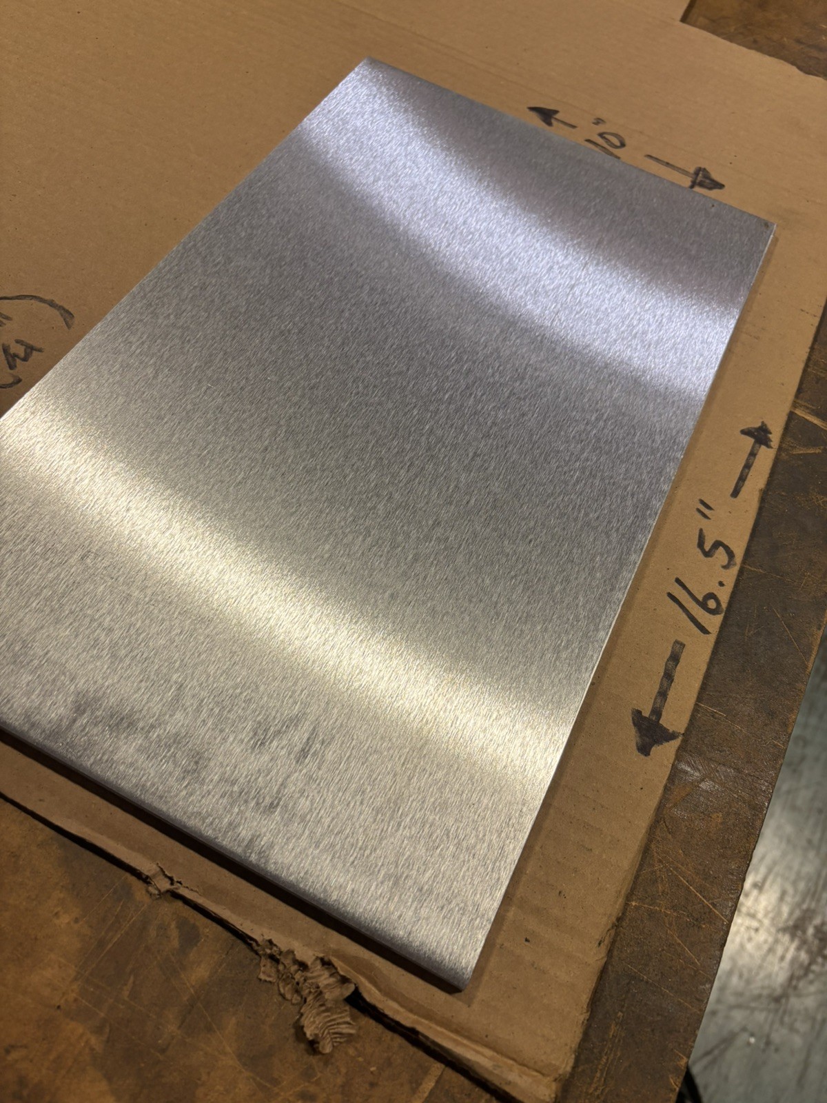 1/4” (0.250” Thick) 5052 H32 Aluminum Sheet Metal – Brushed Finish 10” x 16.5”