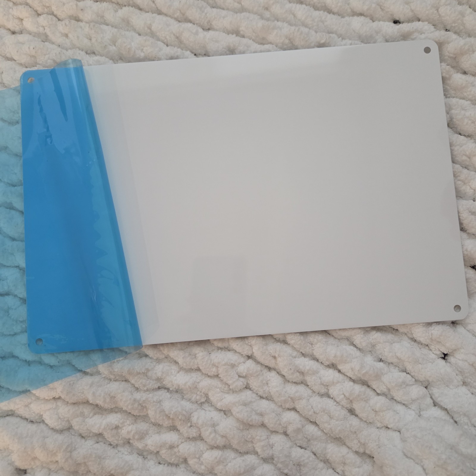 12×8 In Blank Aluminum Metal Sign Plate with Protective Film – White Single Pack
