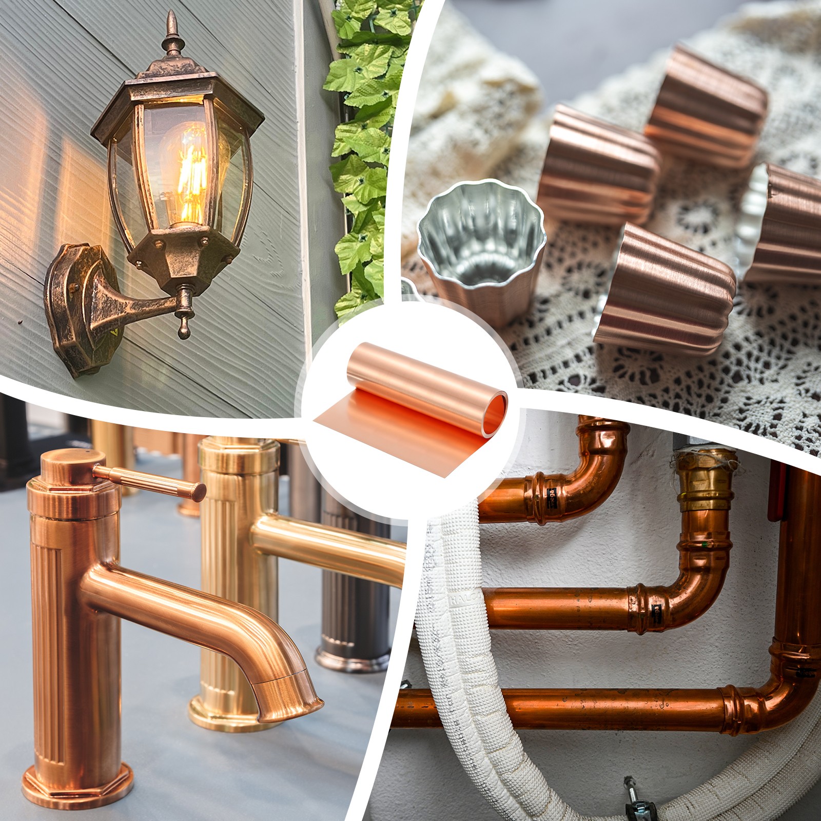Pure Copper Sheet Roll, 0.2mm 24Ga Thick T2 10Ft x 10in Copper Strip for Craft