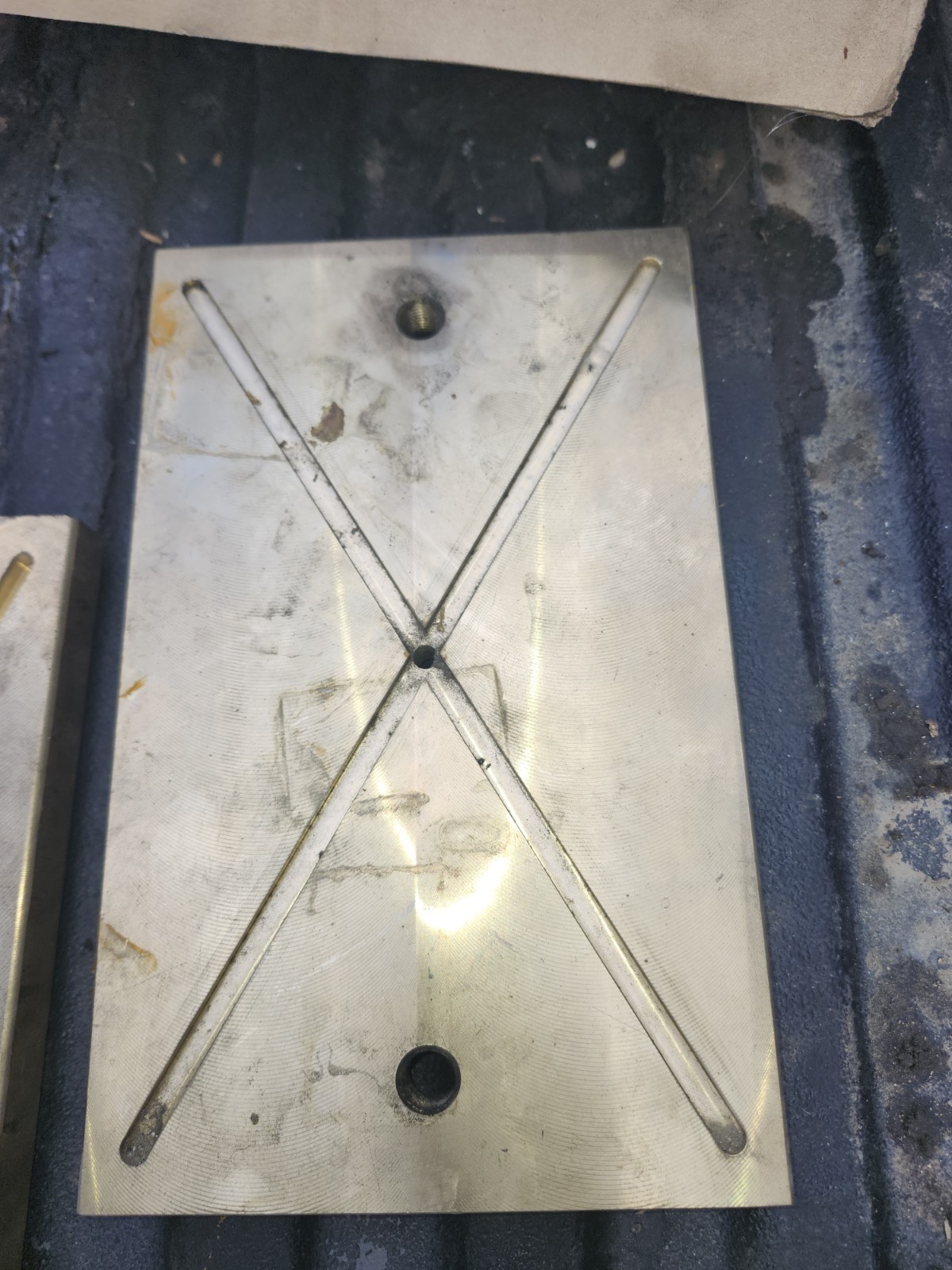 4 Aluminum Rectangular Plates 11 x 6 x 1/2 in Drilled Holes X-Slots A3097