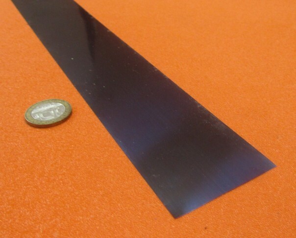 1095 Hard Blue Tempered Spring Steel Shim .010″ Thick x 2.00″ Wide x 120″ Long