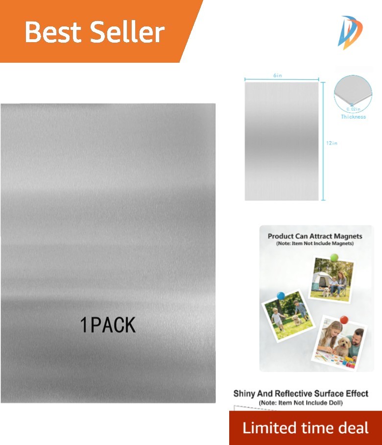 Versatile 430 Stainless Steel Sheet, 12″ x 6″ x 0.02″ for Magnetic Installations