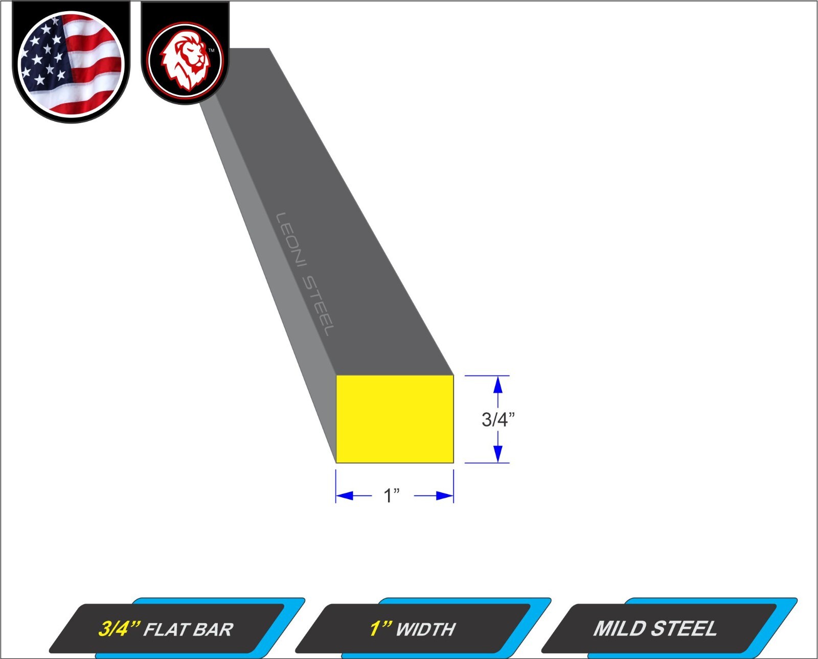 3/4″ x 1″ Metal Flat Bar – Mild Steel – Metal Stock – 72″ Long (6-ft)