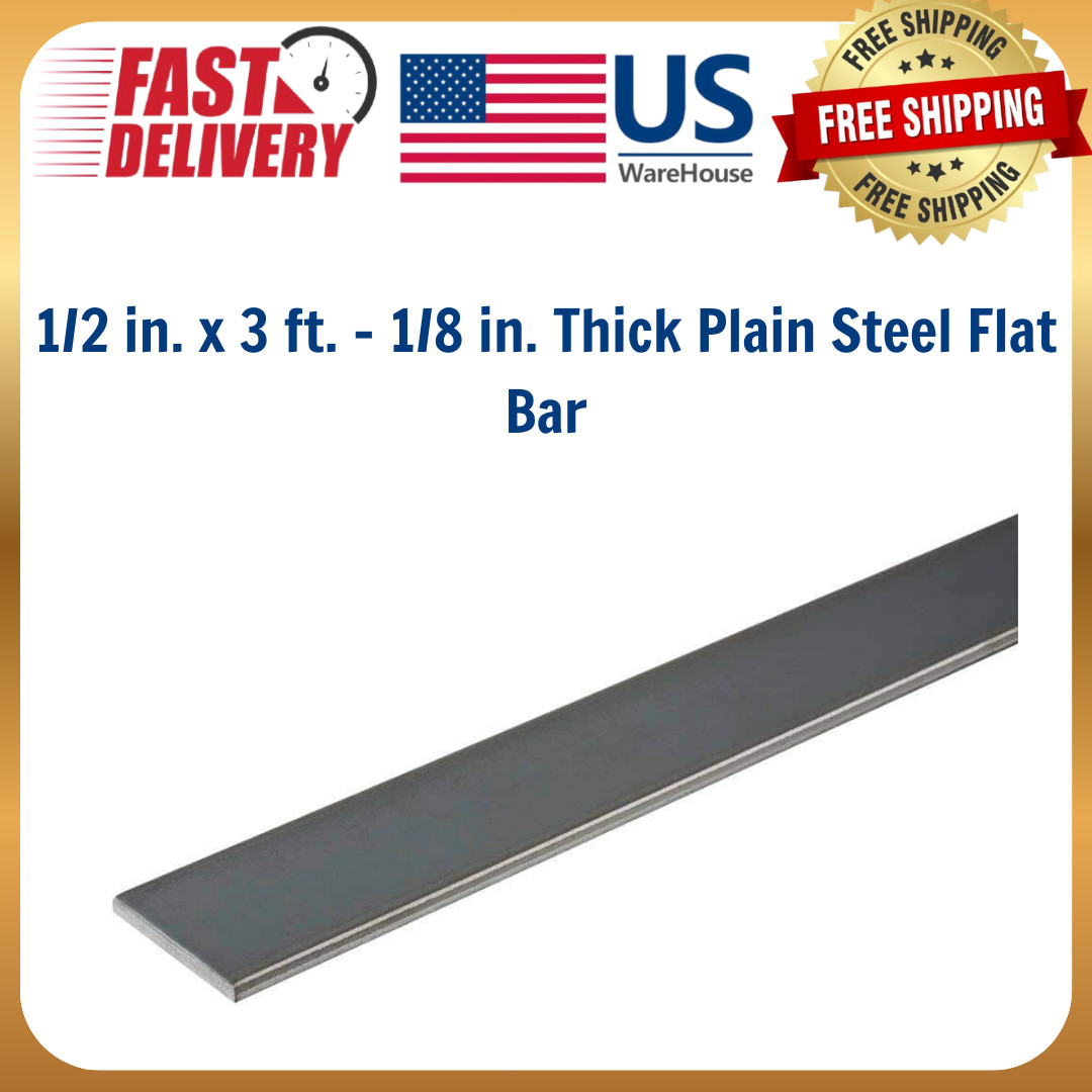 1/2 in. x 3 ft. – 1/8 in. Thick Plain Steel Flat Bar