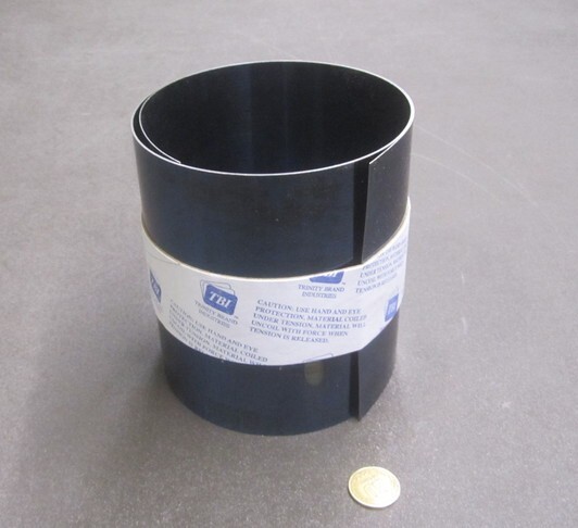 Blue Tempered Spring Steel Shim 0.020″ Thick x 6.00″ Width x 50″ Length