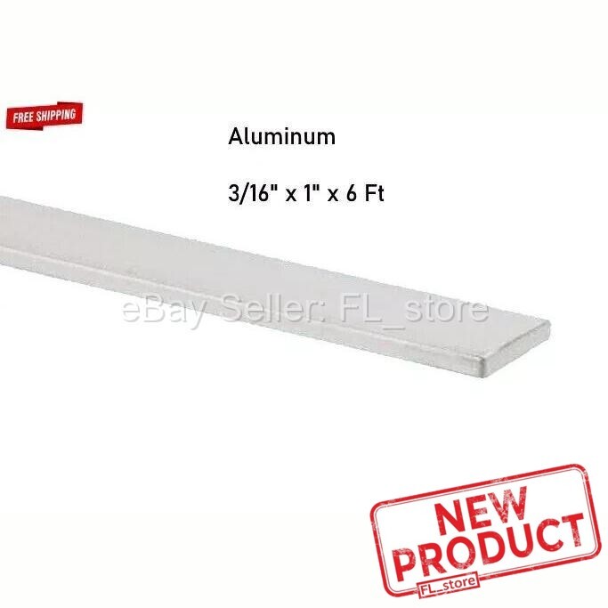 3/16″ Thick Aluminum Flat Stock 1″ x 6 Feet Bar Unpolished Alloy 6061