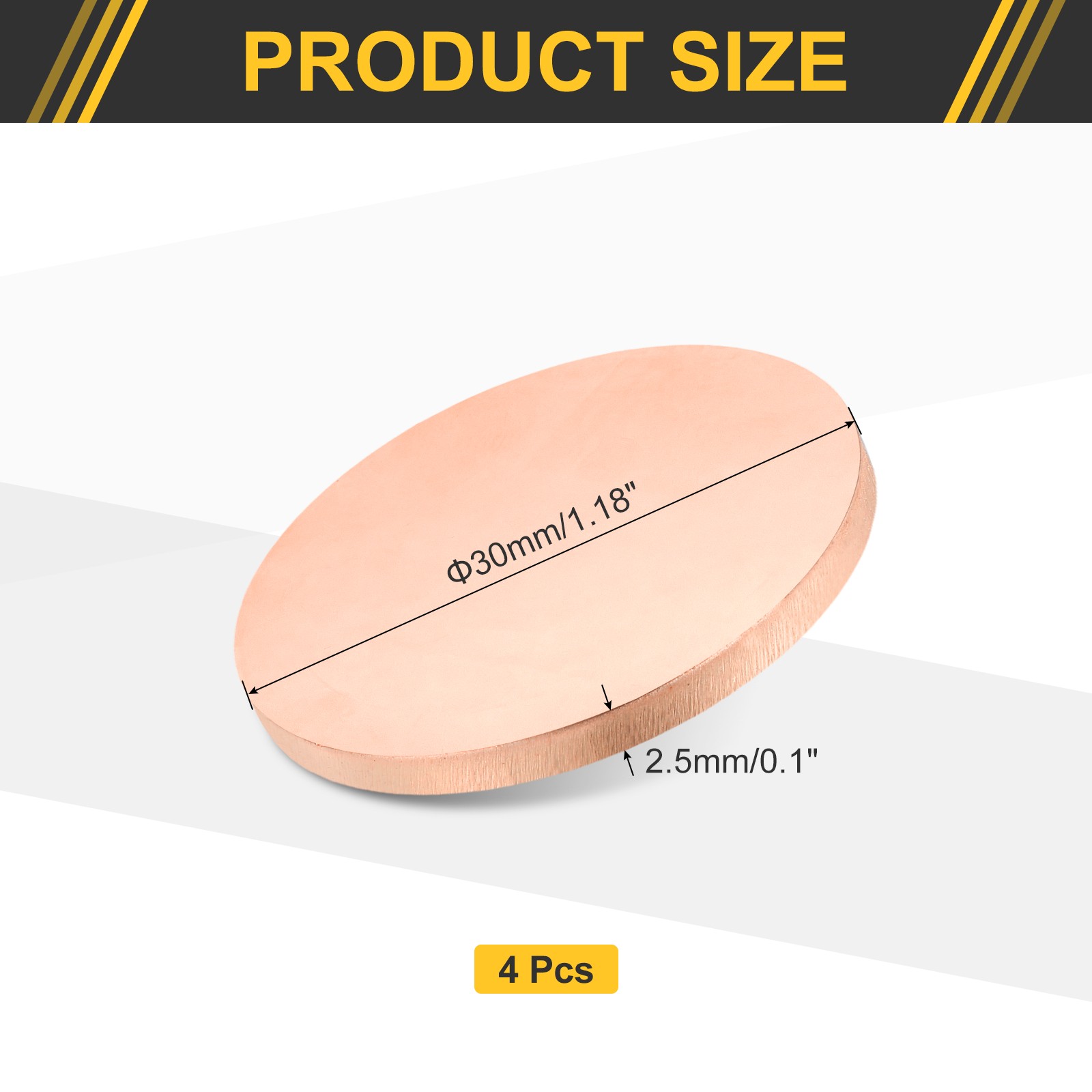 4 Pcs 0.1″ Thick 1.2″ Dia Copper Round Plate C1100 Pure Copper Sheet
