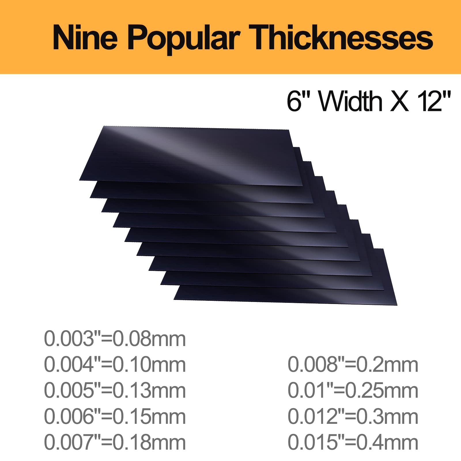 Carbon Steel Shim Stock Assortment, 6″ Width X 12″ Length, 0.003″, 0.004″, 0….