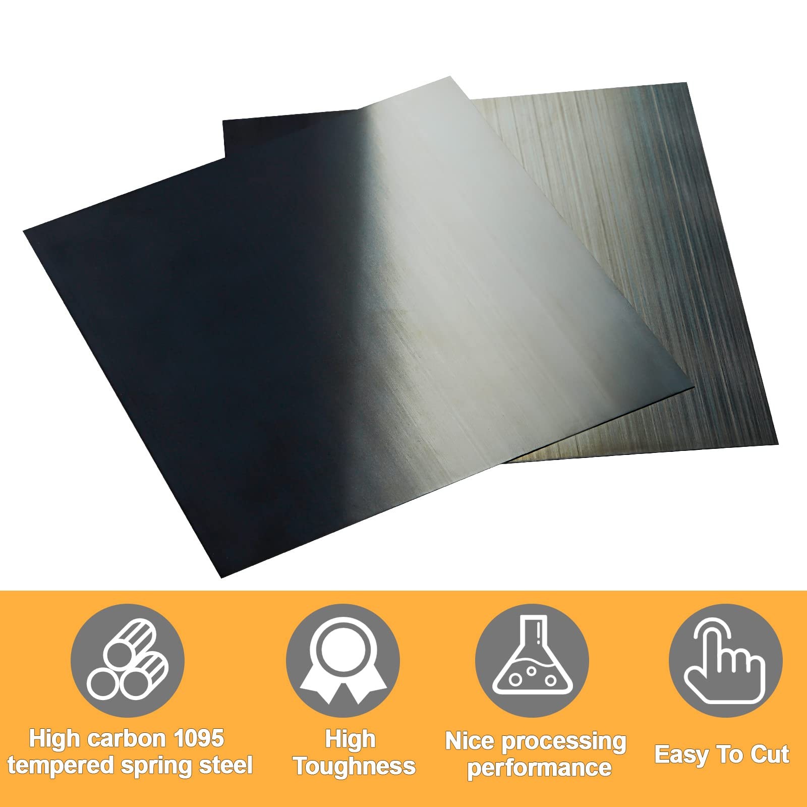 Spring Steel 1095 Shim Sheet Assortment, Blue Tempered, Polished Finish,