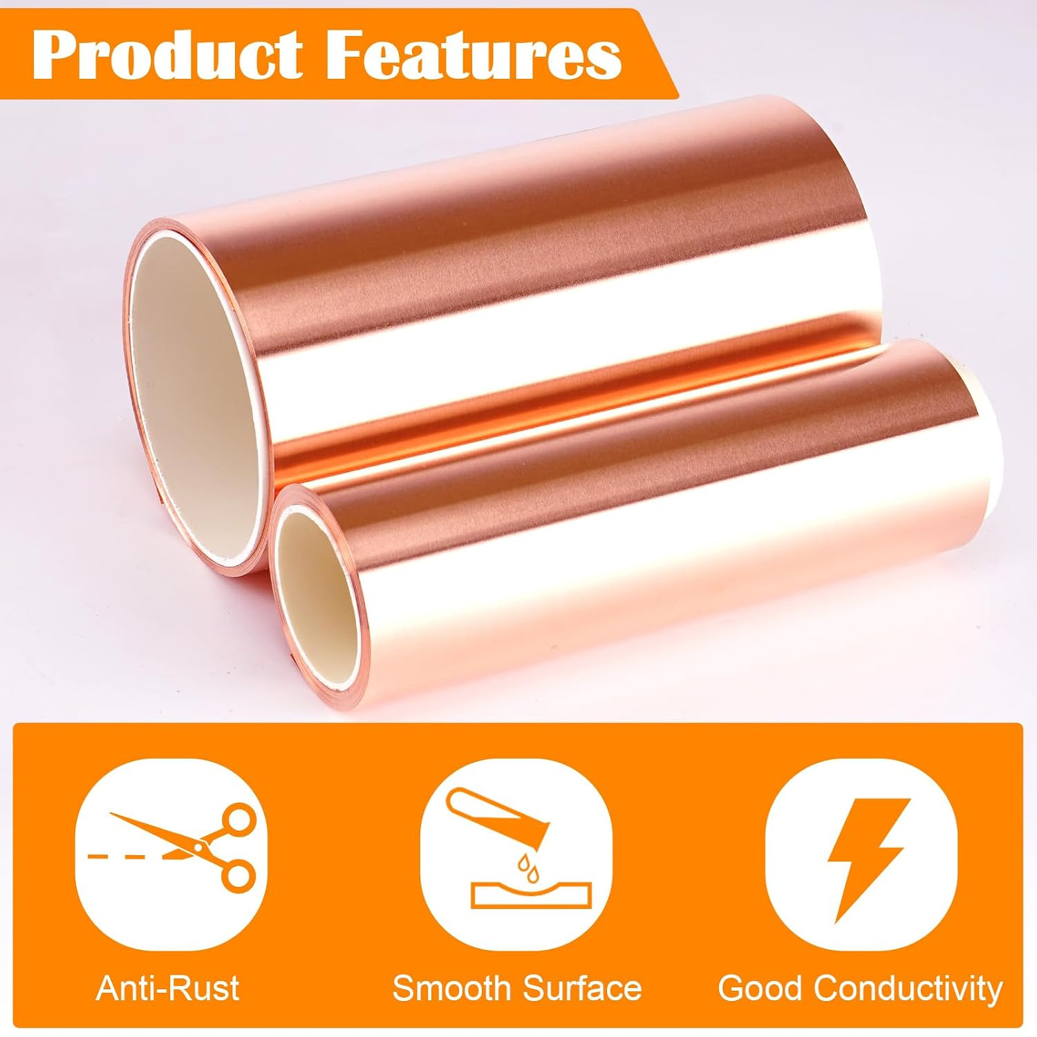 Copper Foil Sheet Roll, 6in x 10Ft Copper Sheet, 0.05mm Copper Flashing for Hous