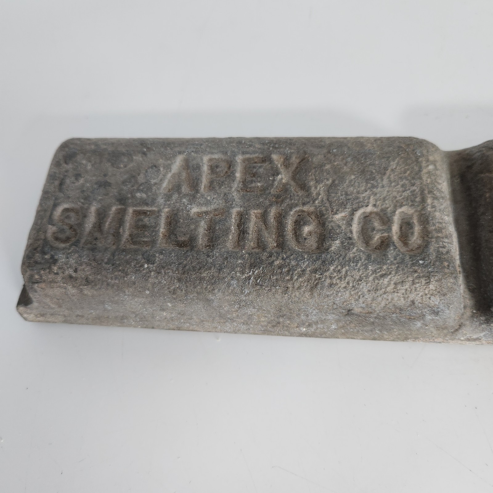 Vintage Apex Smelting Co. Zinc Ingot Bar 8.5 lbs Old Foundry Metal Casting