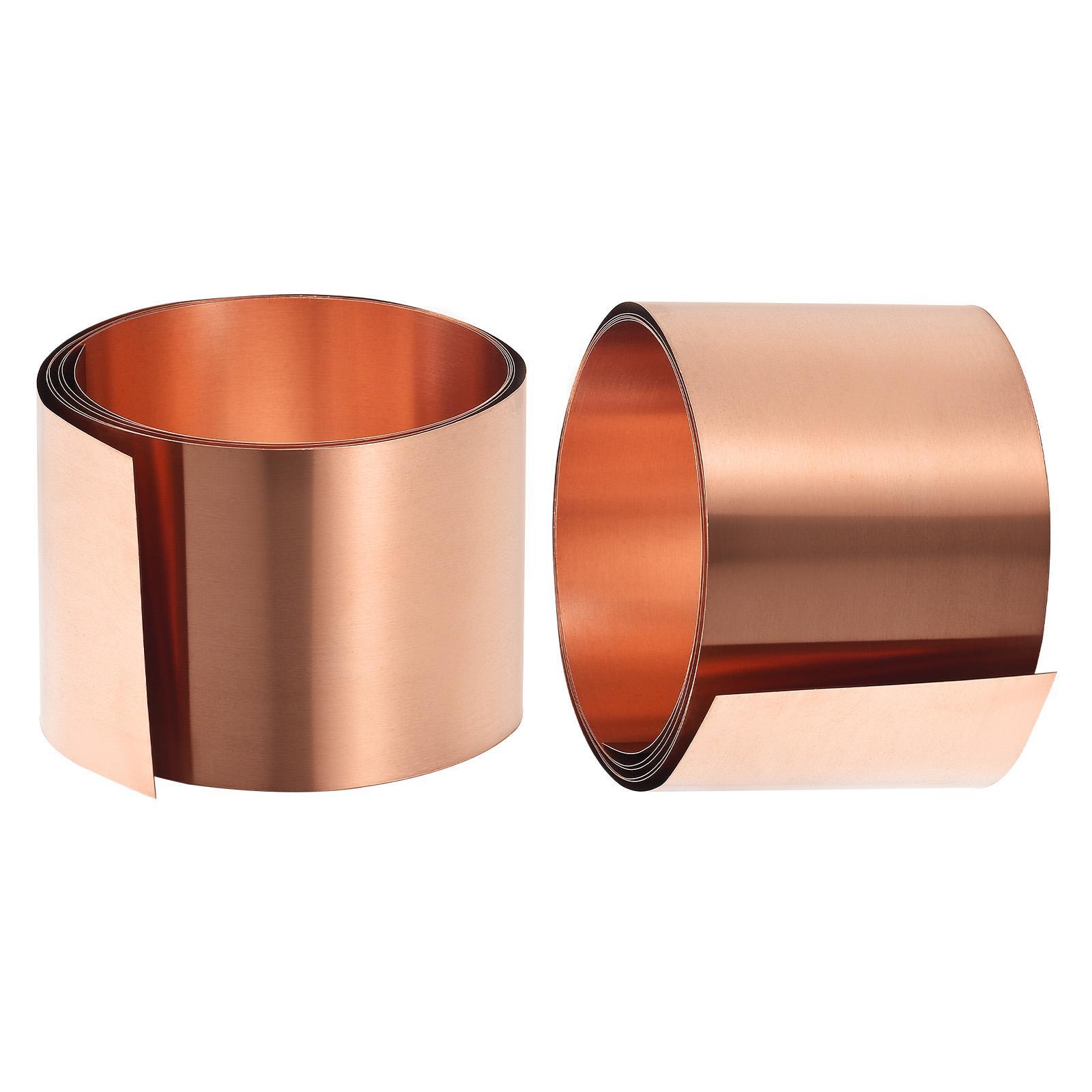 2Pack 1000x50x0.1mm(LxWxT) Pure Copper Sheets Metal Copper Plates