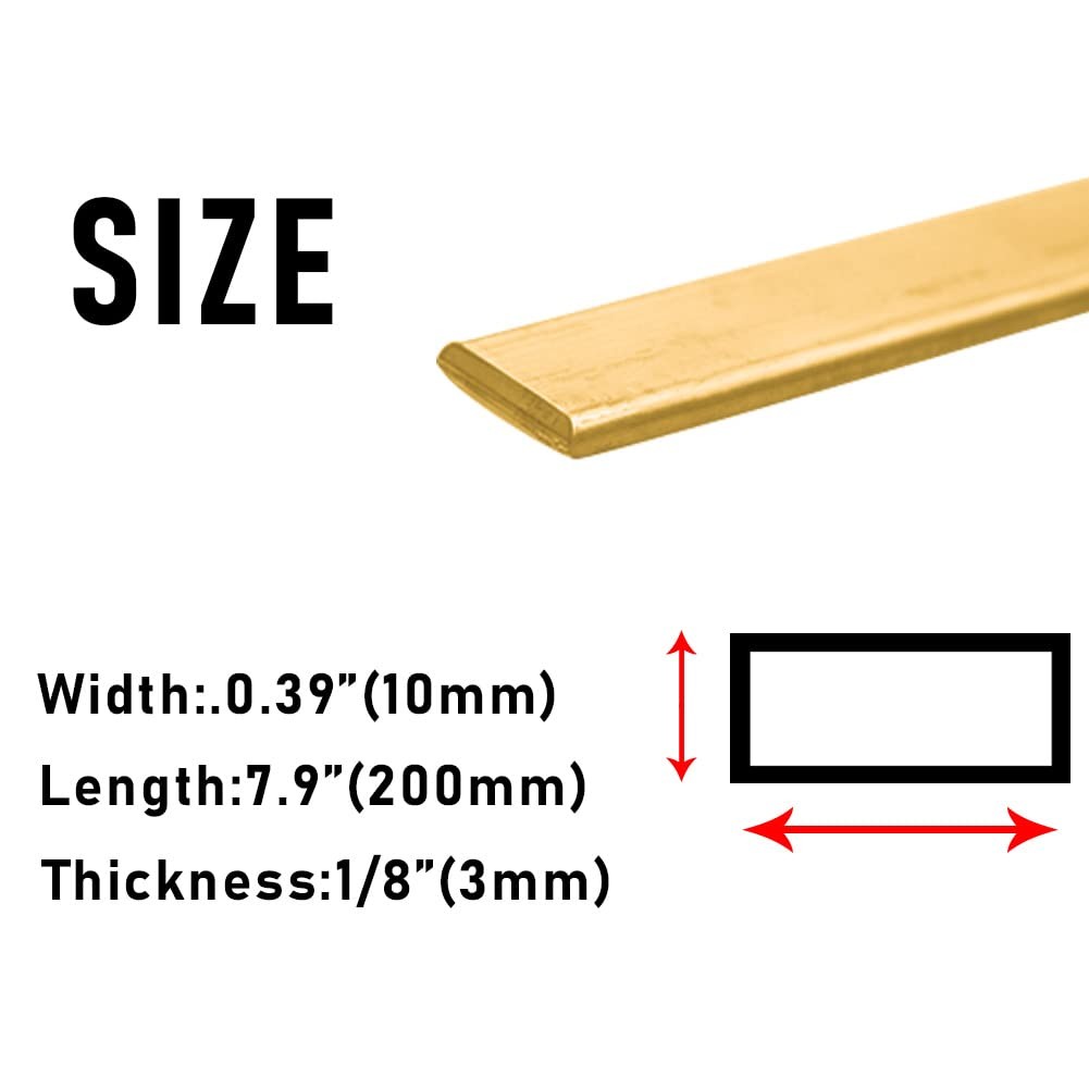 1/8″ x 3/8″ x 8″ Brass Flat Bar, 9 Gauge Metal Brass Sheet Stock for Models, …